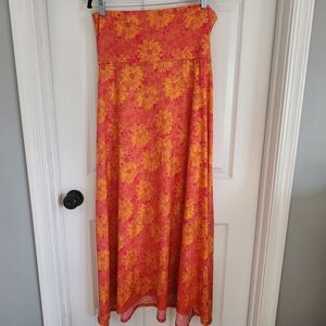 LuLaRoe Orange and Pink Size Small Floral Maxi Skirt